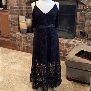 Boohoo Black Crochet Lace Plus Size Dress